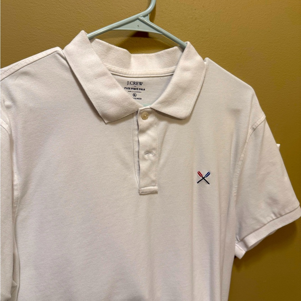 J Crew white Flex Pique Polo XL untucked